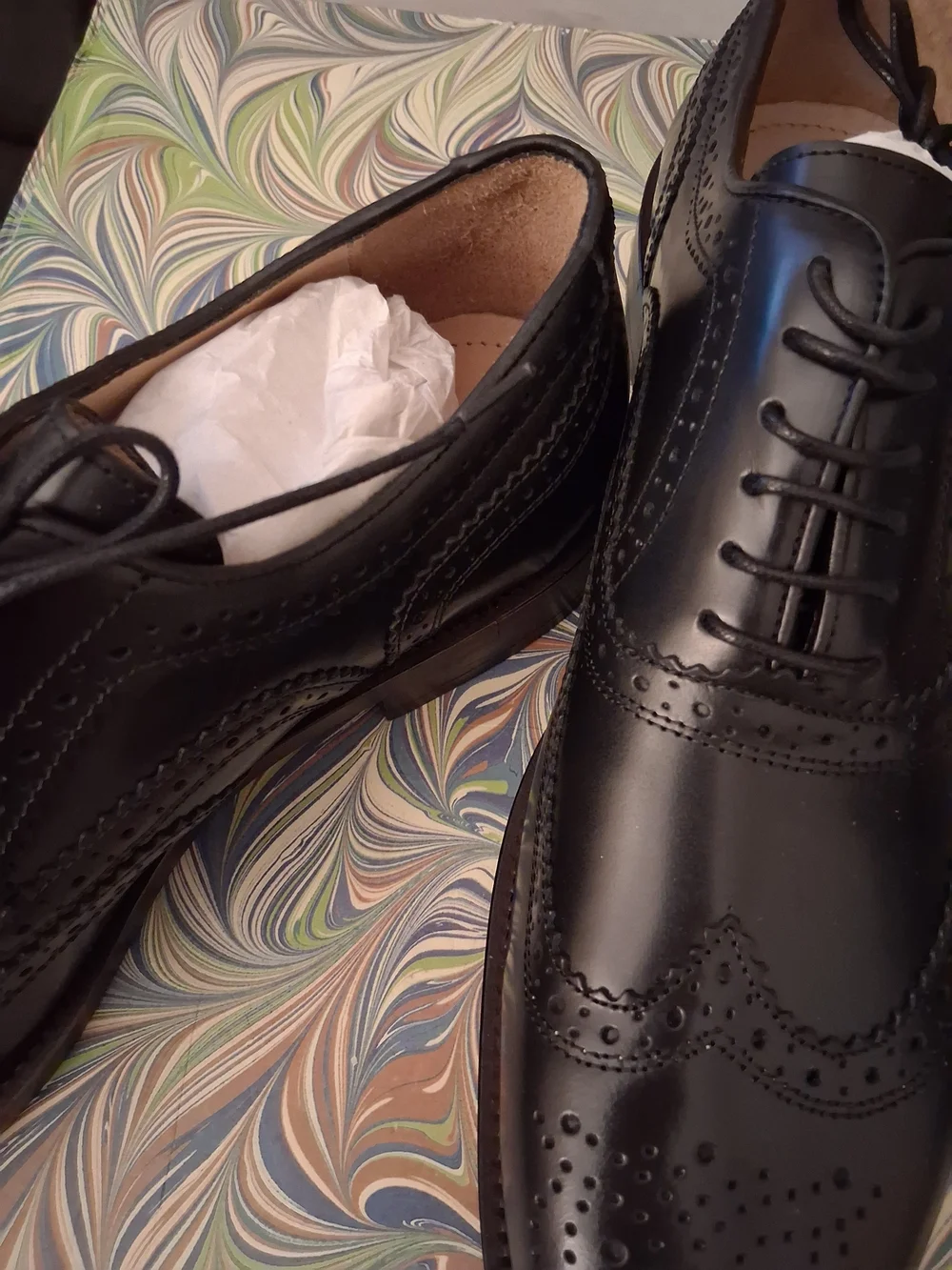 Black Leather Brogue Oxford Shoes
